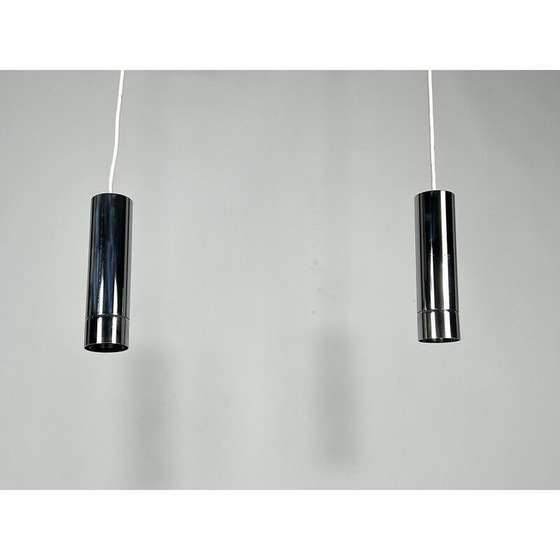 Image 1 of Coppia di lampade a sospensione cromate vintage di Stilux Milano, anni '70