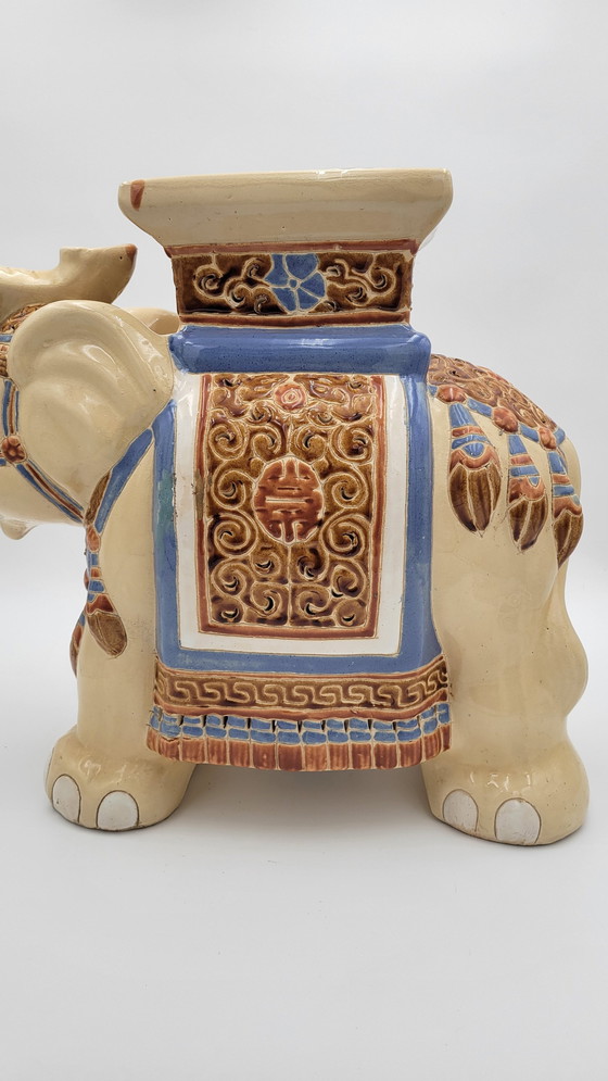 Image 1 of Ceramic Plant Holder Elephant Shape Glazed Ceramic