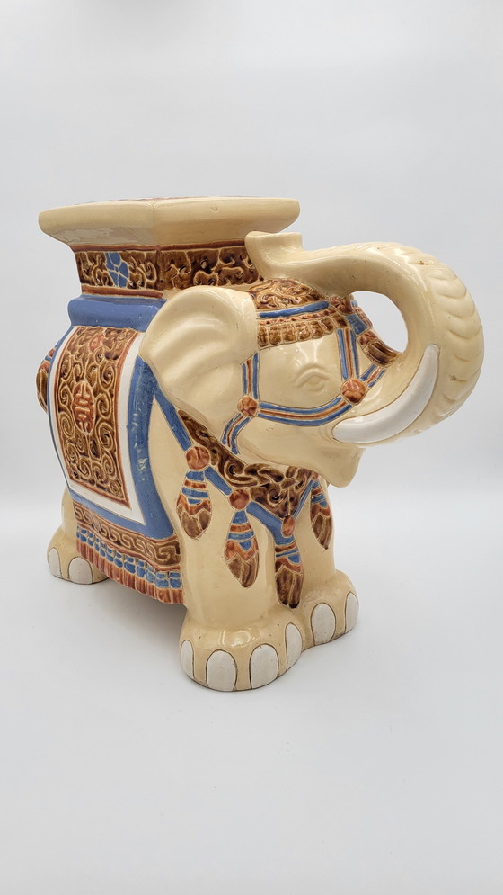 Image 1 of Ceramic Plant Holder Elephant Shape Glazed Ceramic