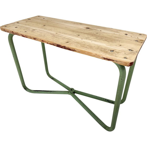 Image 1 of Vintage industrial wooden side table, Czechoslovakia