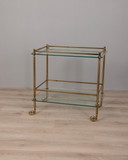 Vintage 1960S Food Trolley In Golden Brass And Glass Italian Design 