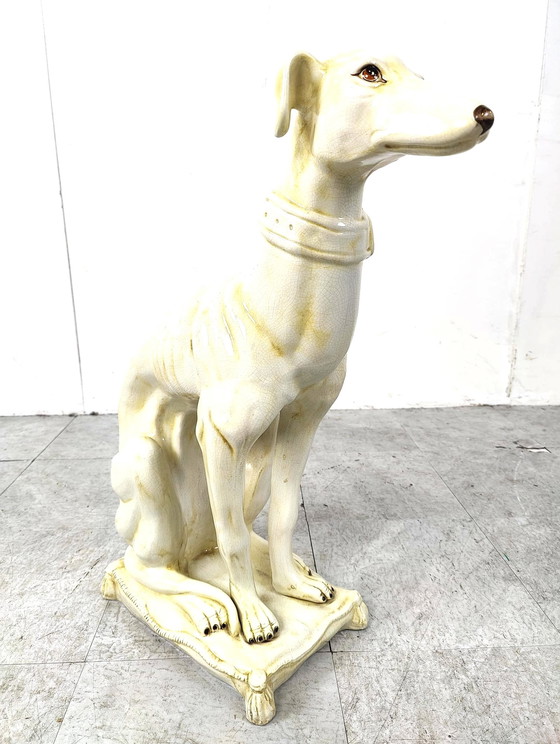 Image 1 of Mid century cracklé ceramic Greyhound