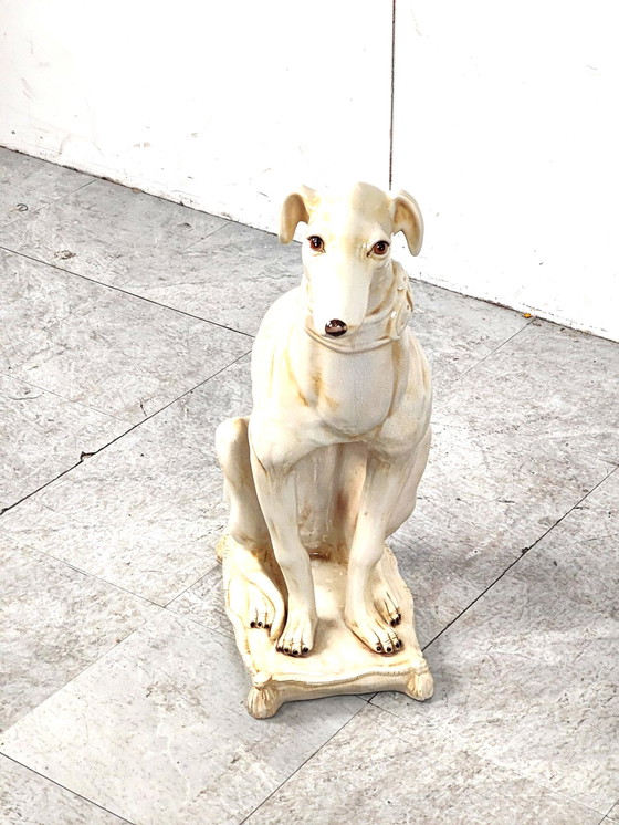 Image 1 of Mid century cracklé ceramic Greyhound