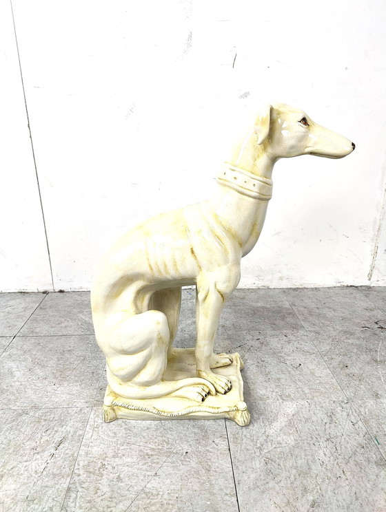 Image 1 of Mid century cracklé ceramic Greyhound