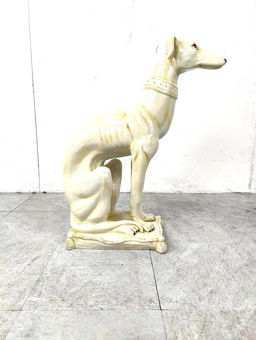 Mid century cracklé ceramic Greyhound