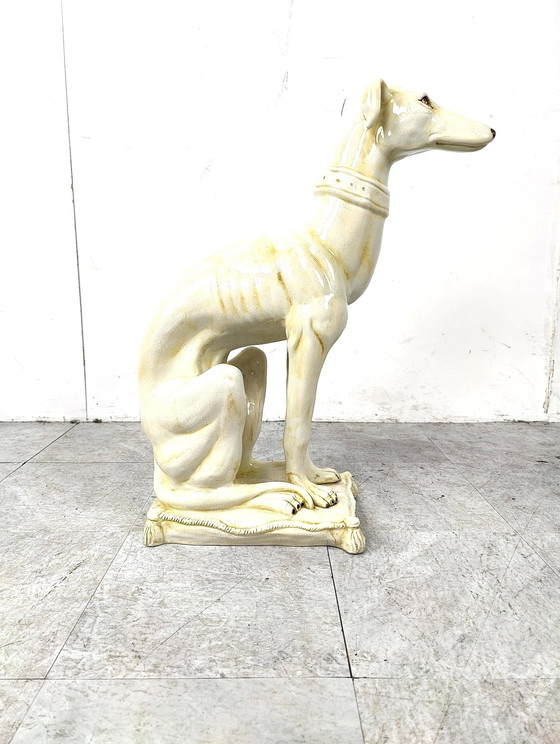 Image 1 of Mid century cracklé ceramic Greyhound