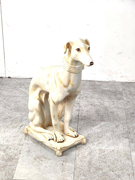 Image 1 of Mid century cracklé ceramic Greyhound