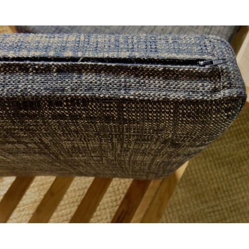 Vintage armchair with ottoman in light oakwood by Borge Mogensen, Denmark 1965s