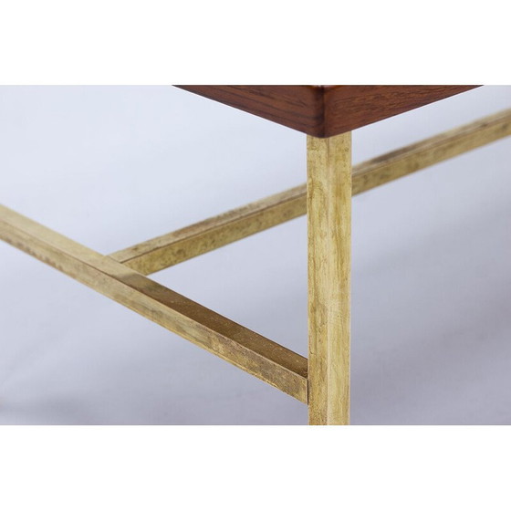 Image 1 of Vintage brass and teak coffee table, Sweden 1960