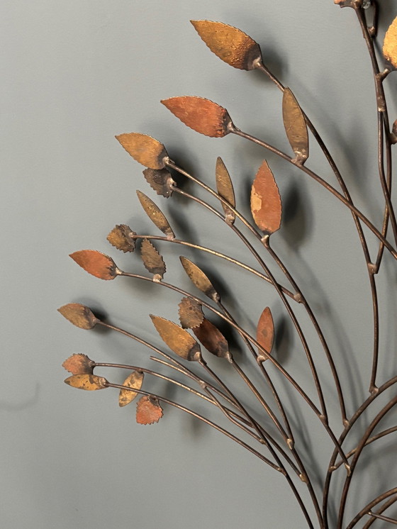 Image 1 of 1X Wall Sculpture Branch With Gilded Leaves, Designer William Bowie