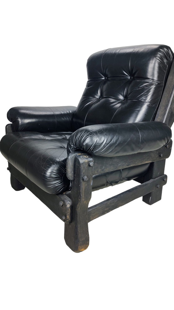 Image 1 of All black Brutalist lounge chair 1970s