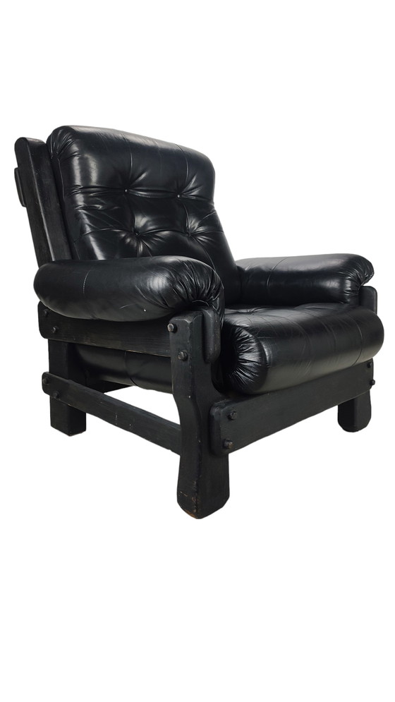 Image 1 of All black Brutalist lounge chair 1970s