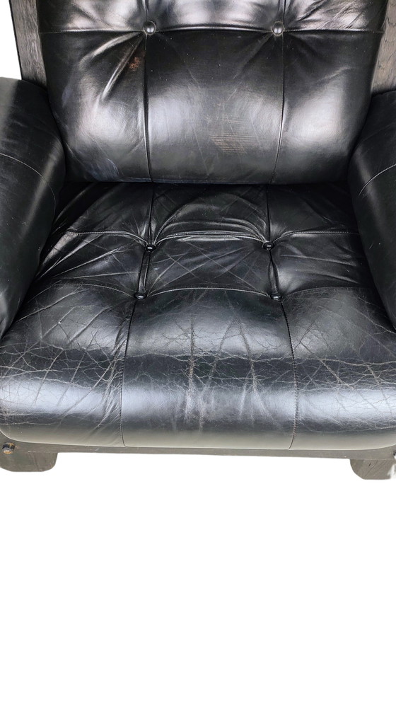 Image 1 of All black Brutalist lounge chair 1970s