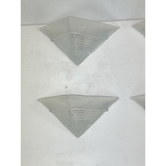 Image 1 of Set of 4 vintage Postmodern thick Murano glass wall lamps by Mazzega, Italy 1980s