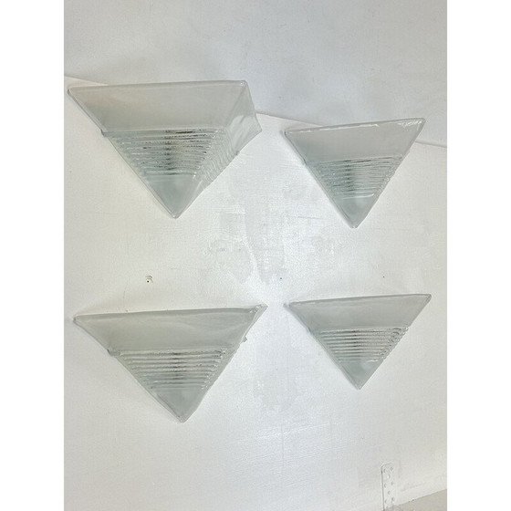 Image 1 of Set of 4 vintage Postmodern thick Murano glass wall lamps by Mazzega, Italy 1980s
