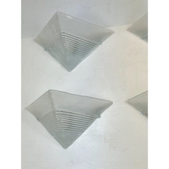 Image 1 of Set of 4 vintage Postmodern thick Murano glass wall lamps by Mazzega, Italy 1980s