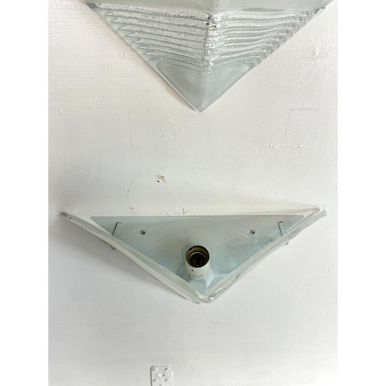 Image 1 of Set of 4 vintage Postmodern thick Murano glass wall lamps by Mazzega, Italy 1980s