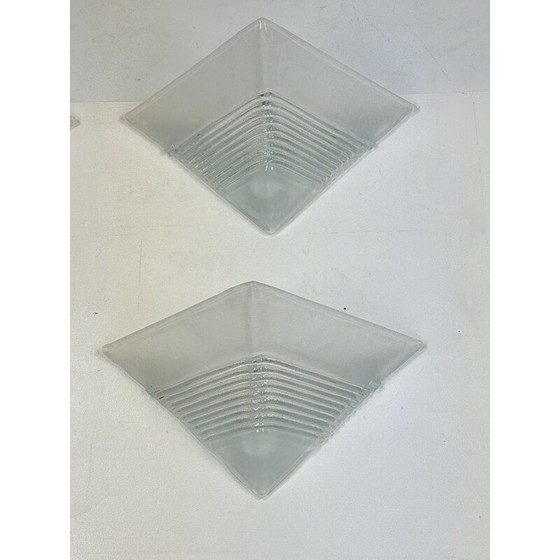 Image 1 of Set of 4 vintage Postmodern thick Murano glass wall lamps by Mazzega, Italy 1980s