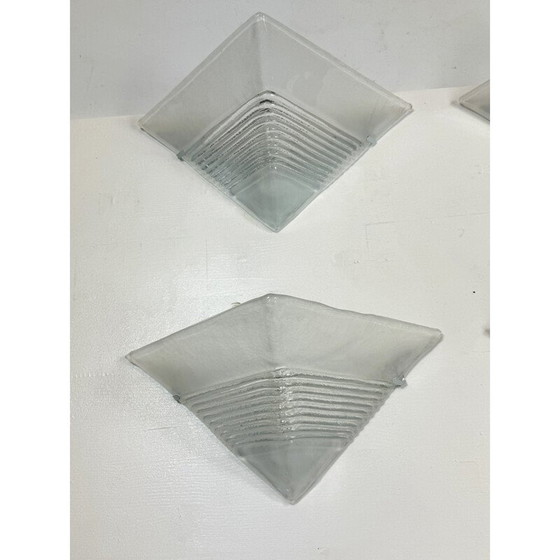 Image 1 of Set of 4 vintage Postmodern thick Murano glass wall lamps by Mazzega, Italy 1980s