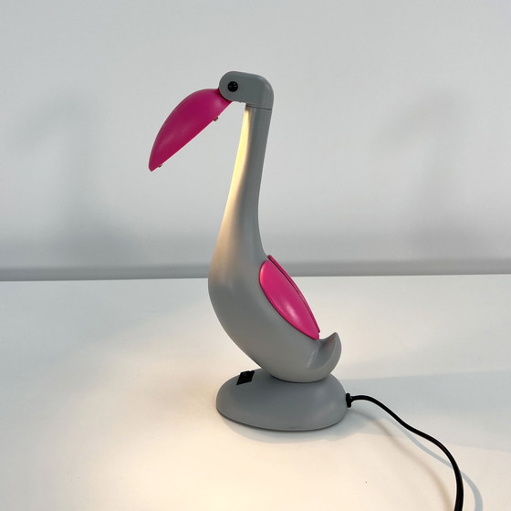 Image 1 of Pink & Grey Toucan Desk Lamp, 1980S