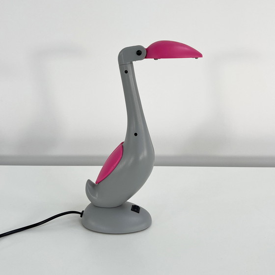 Image 1 of Pink & Grey Toucan Desk Lamp, 1980S