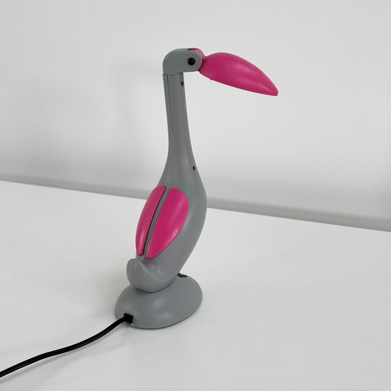 Image 1 of Pink & Grey Toucan Desk Lamp, 1980S