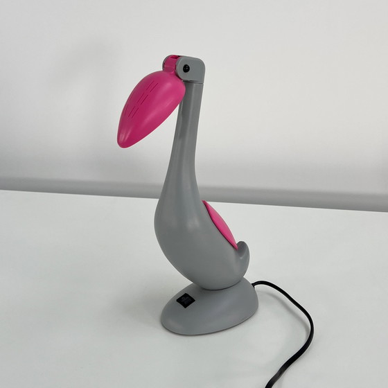 Image 1 of Pink & Grey Toucan Desk Lamp, 1980S