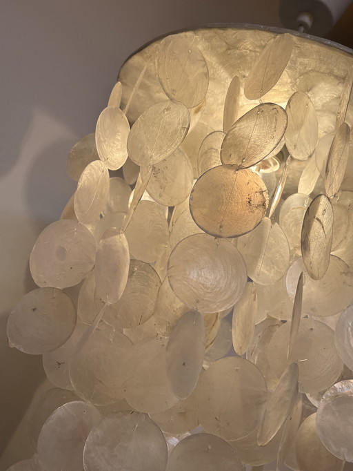 Capiz shell pendant lamp pearl opaline