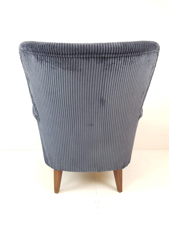 Image 1 of Vintage Artifort Theo Ruth Armchair Dark Blue Corduroy