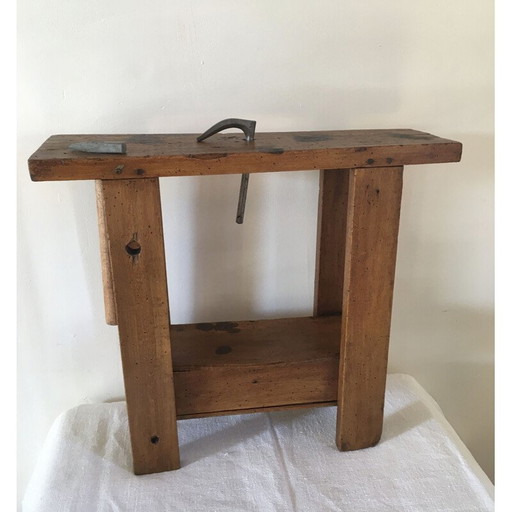 Children's vinatge workbench in beech with box, 1950