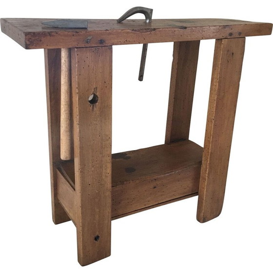 Image 1 of Children's vinatge workbench in beech with box, 1950