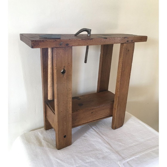 Image 1 of Children's vinatge workbench in beech with box, 1950