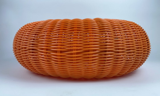 Image 1 of Vintage Ikea pouf stool plastic wickerwork 1980 1990