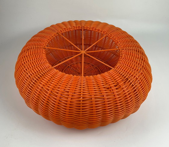 Image 1 of Vintage Ikea pouf stool plastic wickerwork 1980 1990