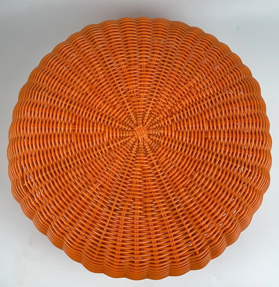 Image 1 of Vintage Ikea pouf stool plastic wickerwork 1980 1990