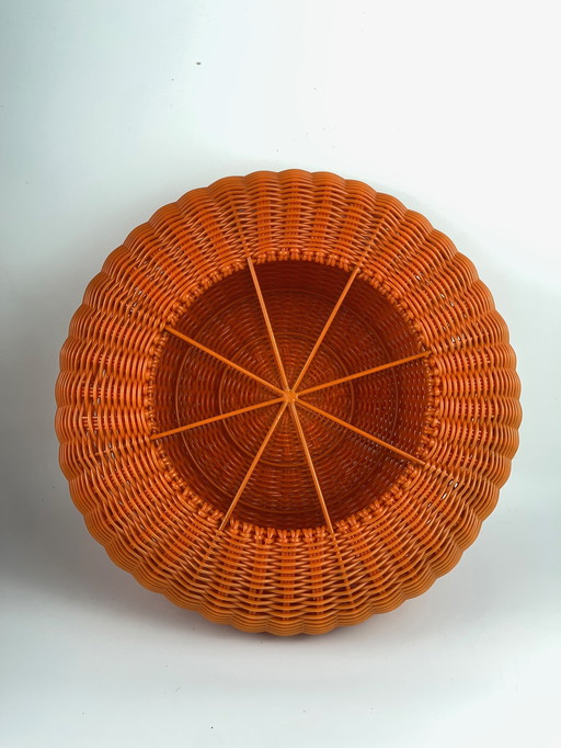 Vintage Ikea pouf stool plastic wickerwork 1980 1990