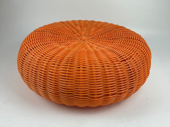 Image 1 of Vintage Ikea pouf stool plastic wickerwork 1980 1990