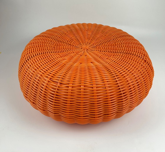 Image 1 of Vintage Ikea pouf stool plastic wickerwork 1980 1990