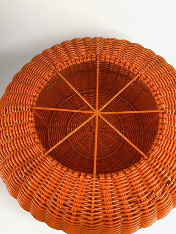 Image 1 of Vintage Ikea pouf stool plastic wickerwork 1980 1990