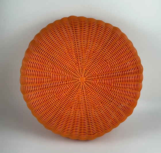 Image 1 of Vintage Ikea pouf stool plastic wickerwork 1980 1990