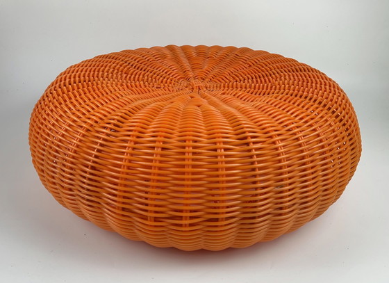 Image 1 of Vintage Ikea pouf stool plastic wickerwork 1980 1990