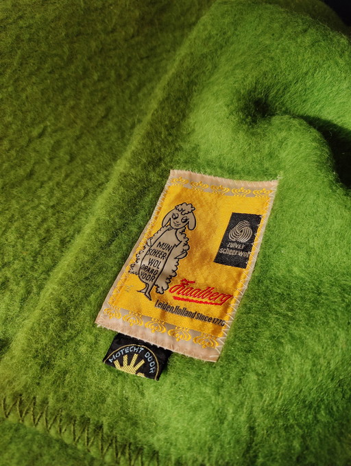 Large Green Vintage Zaalberg 100% Shearwool Blanket