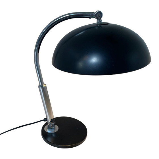 Image 1 of Hala Zeist - H. Th. Busquet - Table / Desk Lamp - Model P-144 - Bauhaus - 1950'S - Dutch Design - Black With Chrome Upright - Ad