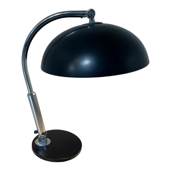 Image 1 of Hala Zeist - H. Th. Busquet - Table / Desk Lamp - Model P-144 - Bauhaus - 1950'S - Dutch Design - Black With Chrome Upright - Ad