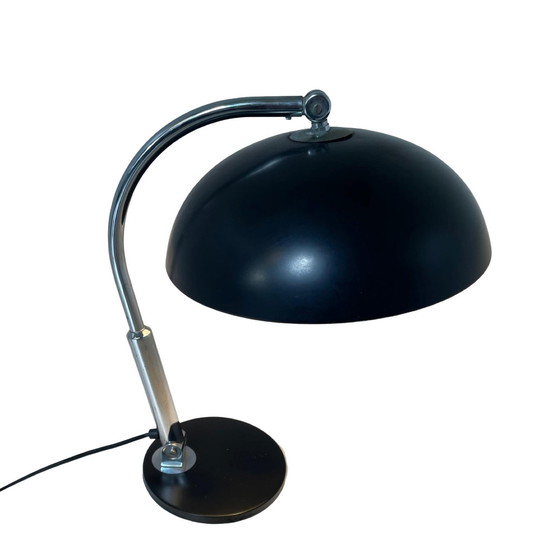 Image 1 of Hala Zeist - H. Th. Busquet - Table / Desk Lamp - Model P-144 - Bauhaus - 1950'S - Dutch Design - Black With Chrome Upright - Ad