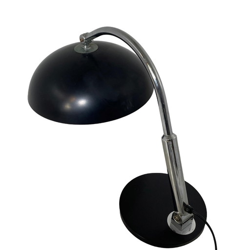 Hala Zeist - H. Th. Busquet - Table / Desk Lamp - Model P-144 - Bauhaus - 1950'S - Dutch Design - Black With Chrome Upright - Ad