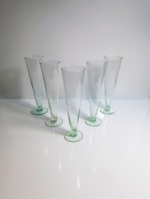 5 vintage beer glasses water green goblet goblet champagne