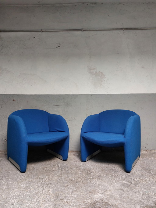 2 X Blue Artifort Ben Armchairs