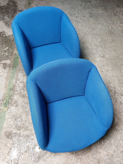 2 X Blue Artifort Ben Armchairs