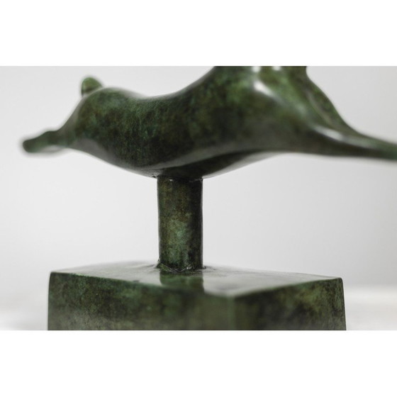 Image 1 of Vintage sculpture "Running Rabbit" in bronze and cast iron by François Pompon for Atelier Valsuani, 2006